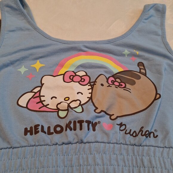 Hello Kitty x Pusheen Women's Sleeveless Wide Strap Cropped Tank Top Size M - Picture 2 of 8